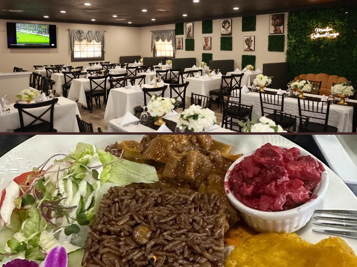 Haitian dishes on a restaurant table